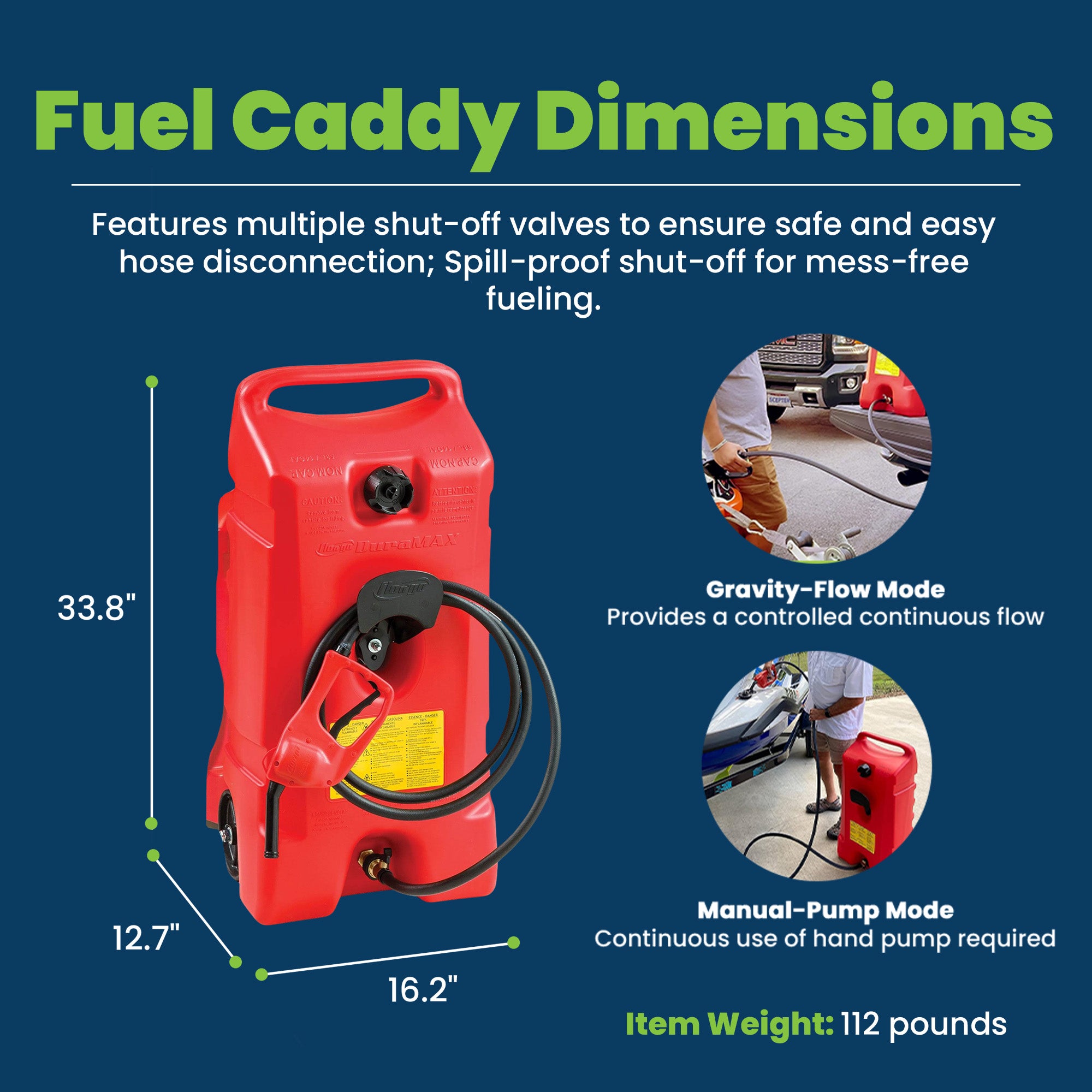 Scepter Flo N' Go Duramax 14 Gal Gas Fuel Tank Container & Pump, Red - VMInnovations
