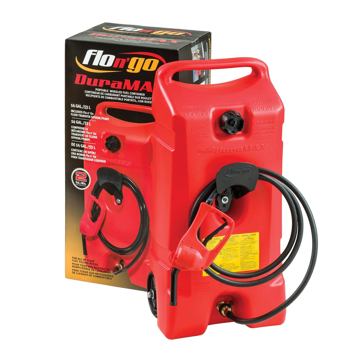 Scepter Flo N Go DuraMax 14 Gallon Portable Gas Fuel Tank Container with Pump (Refurbished)