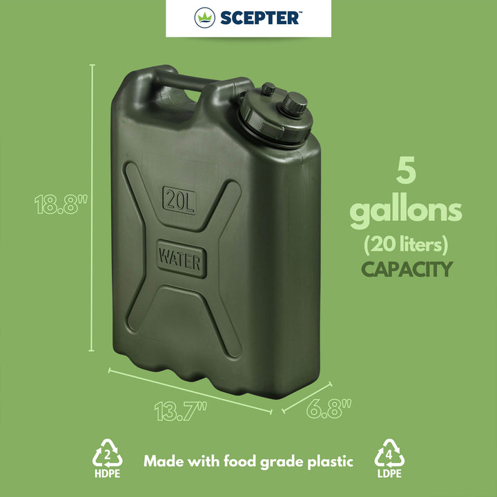 Scepter BPA 5 Gallon/20 Liter Portable Water Container, Green (Open Box) - VMInnovations