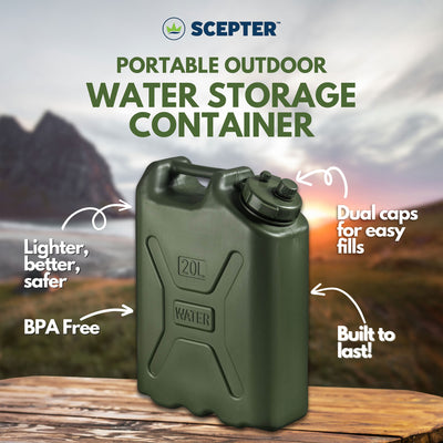 Scepter BPA Durable 5 Gallon 20 Liter Portable Water Storage Container, Green - VMInnovations