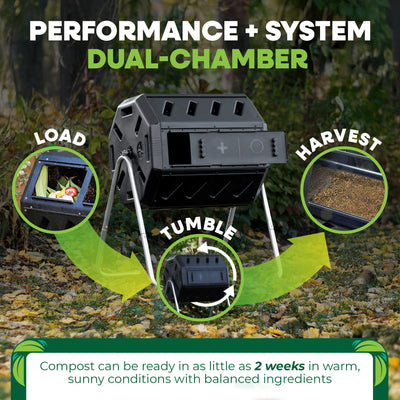 FCMP 37-Gal Dual-Chamber Quick Curing Tumbling Composter Soil Bin (For Parts) - VMInnovations