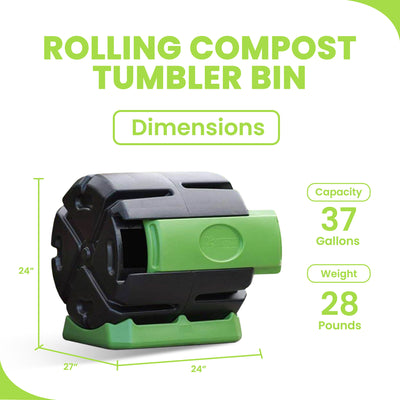 Hot Frog 37-Gallon Rolling Compost Tumbler Bin (Open Box) - VMInnovations