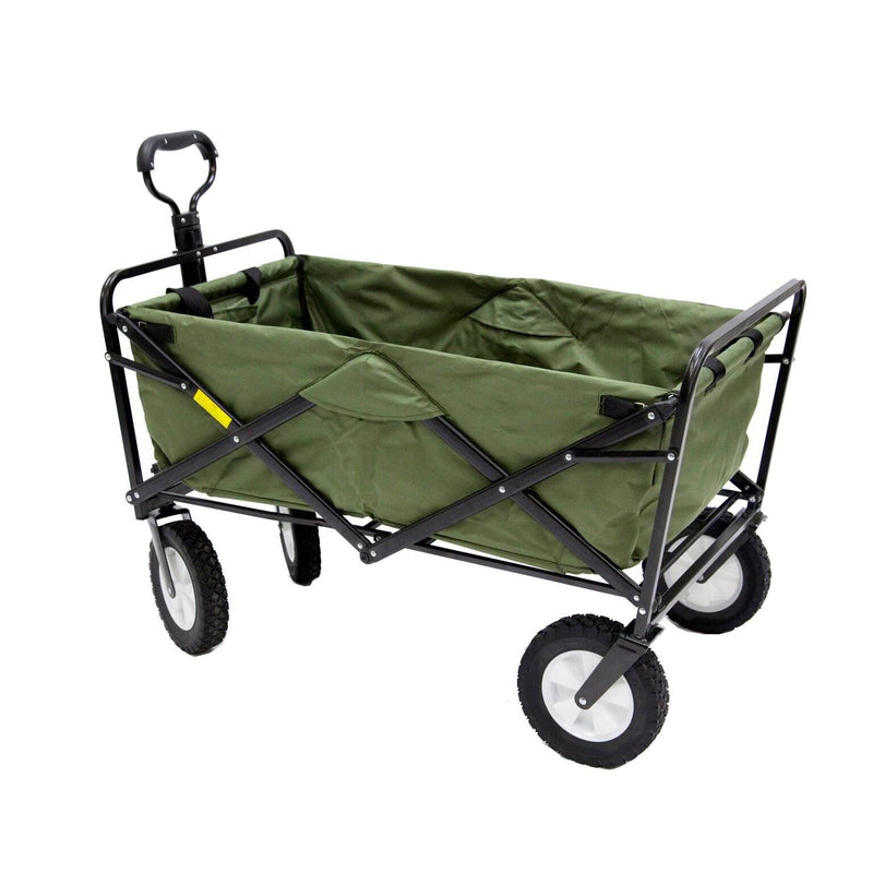 Mac Sports Collapsible Steel Frame Garden Utility Wagon Cart, Green (Open Box)
