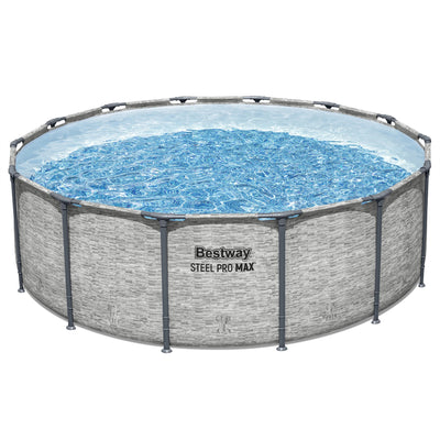 Bestway Steel Pro MAX 14 Foot Above Ground Pool Set w/ 3 Layer Liner (Used)