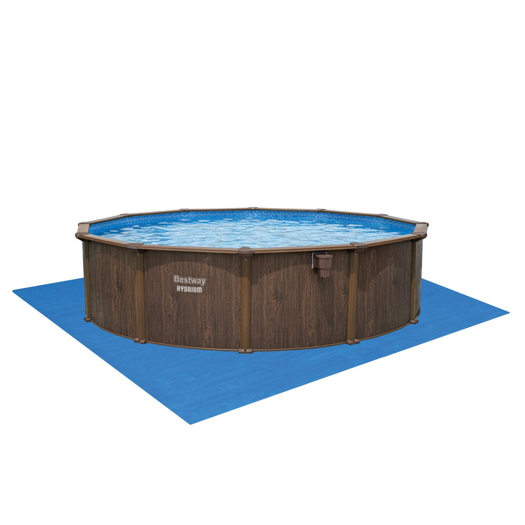 Bestway Hydrium 18'x52" Steel Wall Above Ground Swimming Pool Set, Brown (Used)