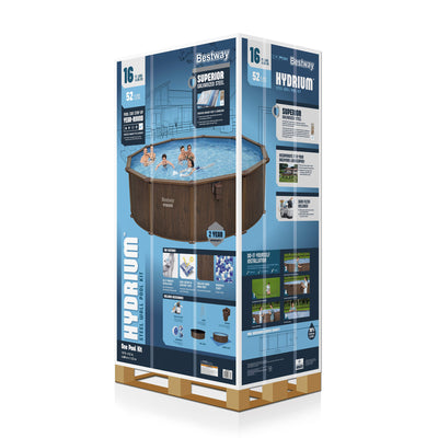 Bestway Hydrium 16’ x 52” Steel Wall Round Above Ground Swimming Pool Set - VMInnovations