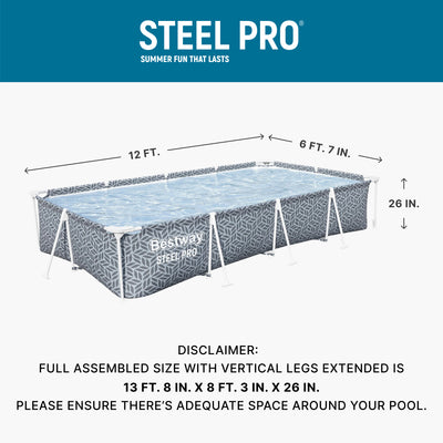 Bestway Steel Pro 12' x 6'7" x 26" Above Ground Outdoor Swimming Pool (Open Box)