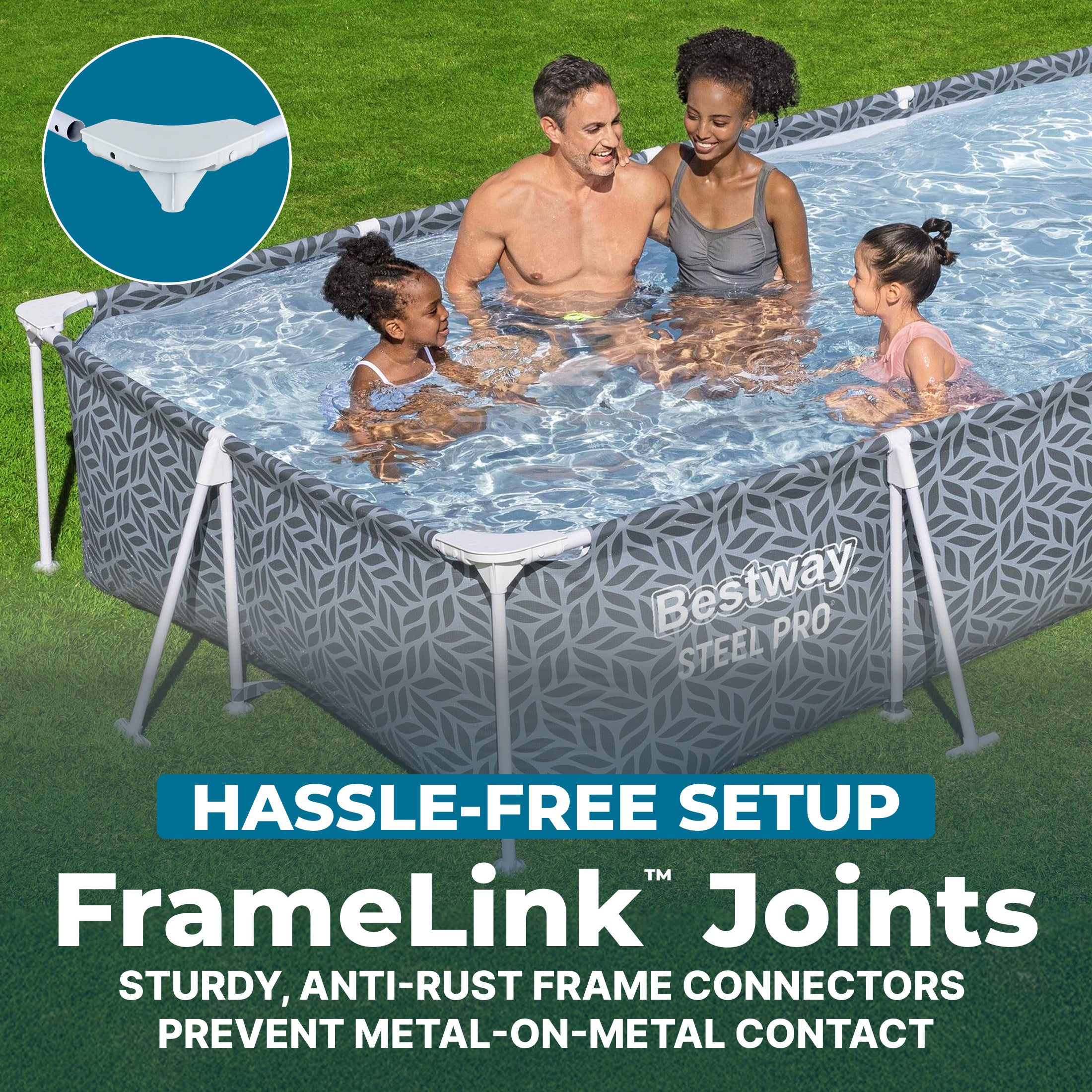 Bestway Steel Pro 12' x 6'7" x 26" Rectangle Above Ground Outdoor Swimming Pool - VMInnovations