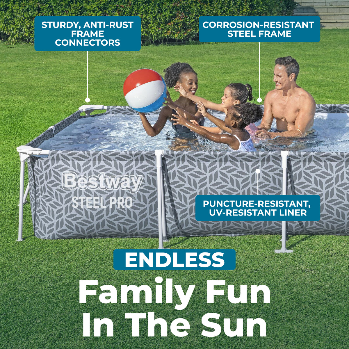 Bestway Steel Pro 12' x 6'7" x 26" Above Ground Outdoor Swimming Pool (Open Box)