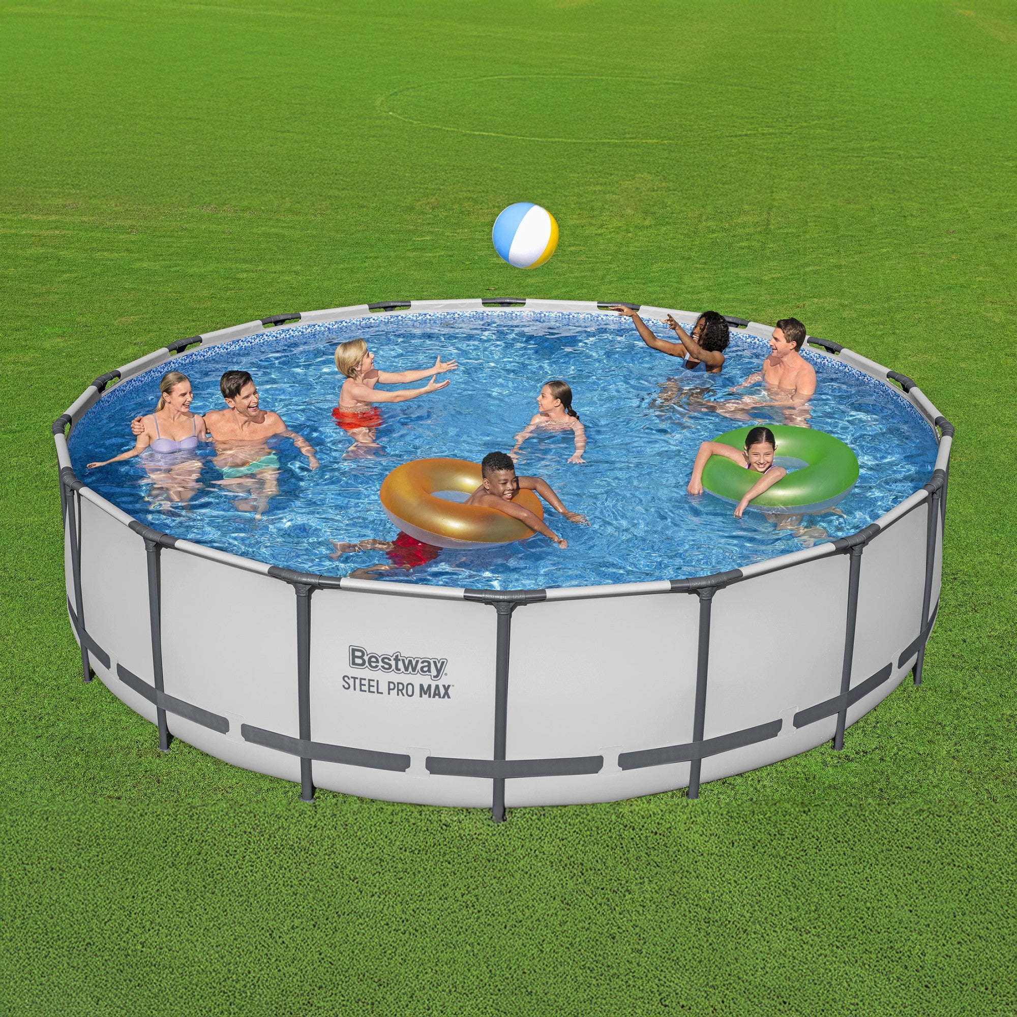 Bestway 18ft x 48in Steel Pro Frame Pool Set & 6 Coleman Replacement Cartridges