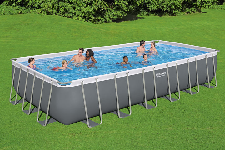 Bestway 24ft x 12ft x 52in Rectangular Frame Family Swimming Pool & Test Kit - VMInnovations