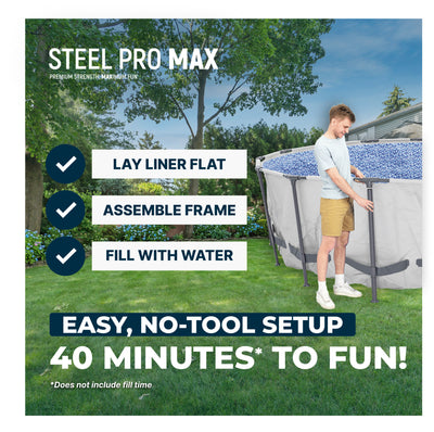 Bestway Steel Pro MAX 15' x 48" Metal Frame Pool with Deluxe Maintenance Kit