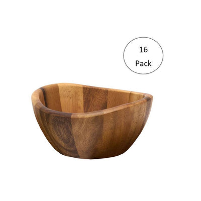 Lipper International Wooden Acacia Wave Shape Salad Serveware Bowl, Set of 16
