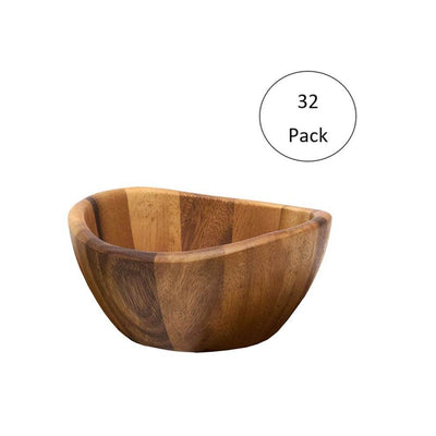 Lipper International Wooden Acacia Wave Shape Salad Serveware Bowl, Set of 32