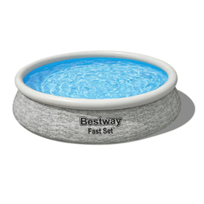 Bestway Fast Set 12' x 30" Inflatable Stacked Stone Swimming Pool Set (Open Box)
