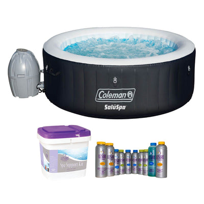 Coleman SaluSpa 4 Person Inflatable Outdoor Spa Hot Tub + Spa Maintenance Kit