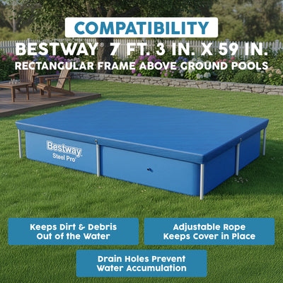 Bestway Flowclear Rectangle 8'6" x 67" Cover for Above Ground Pools (Cover Only)