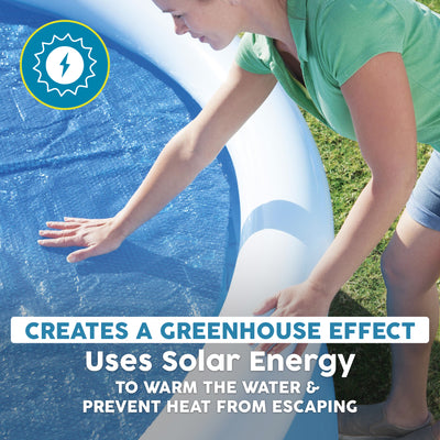 Bestway Round Solar Pool Cover for 10’ Round Above Ground Swimming Pools, Blue - VMInnovations