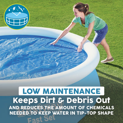 Bestway Round Solar Pool Cover for 10’ Round Above Ground Swimming Pools, Blue - VMInnovations