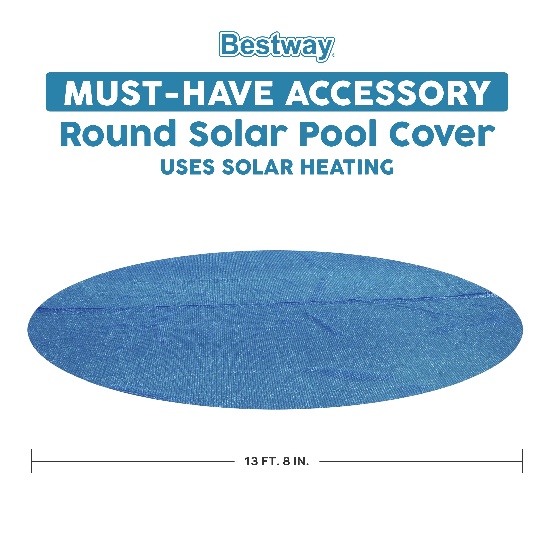 Bestway Round Solar Cover for 15' and 16' Above Ground Pools, Blue (Cover Only)