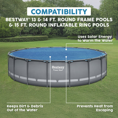 Bestway Flowclear 14 Feet Round Above Ground Pool Solar Pool Cover Only, Blue - VMInnovations