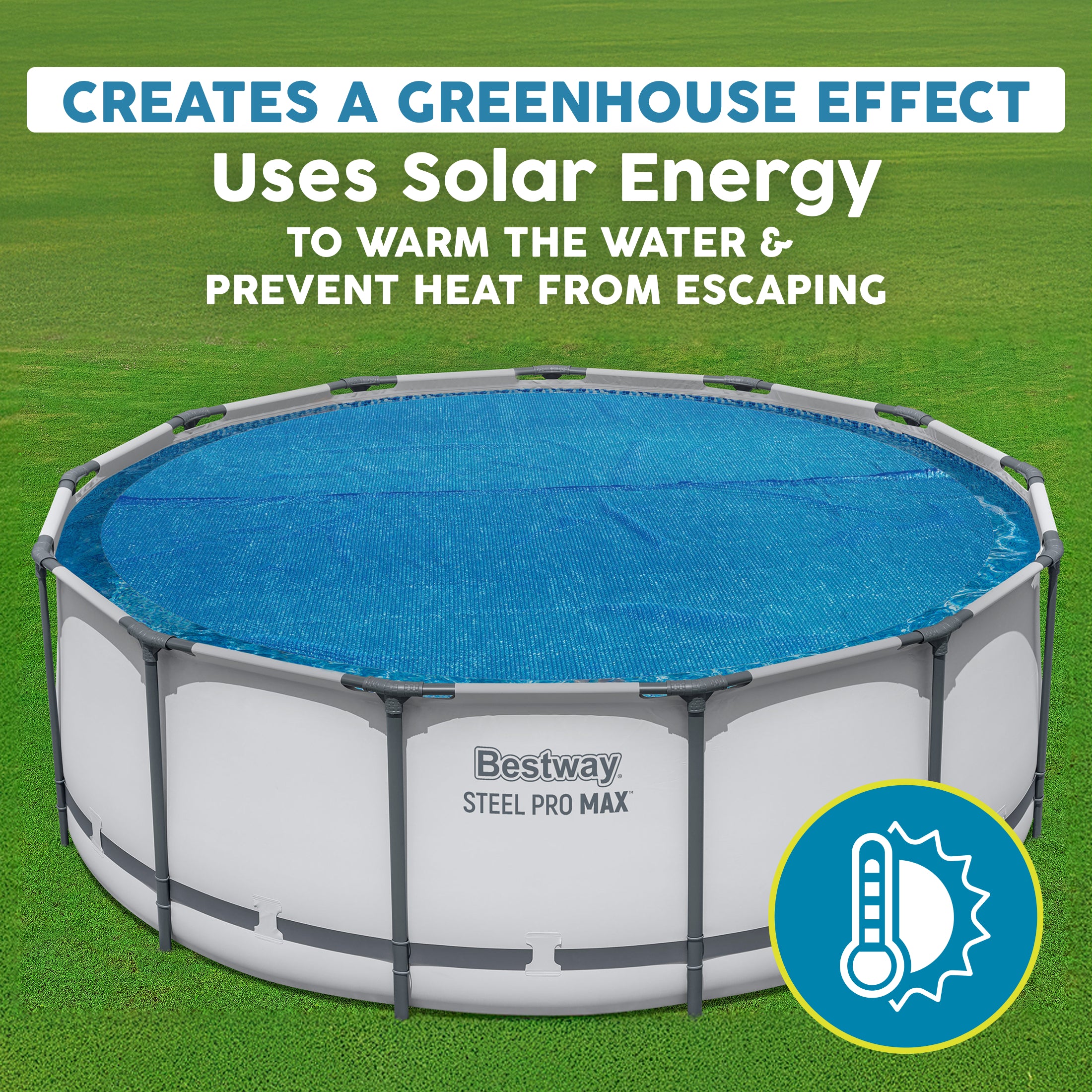 Bestway Flowclear 14 Feet Round Above Ground Pool Solar Pool Cover Only, Blue - VMInnovations