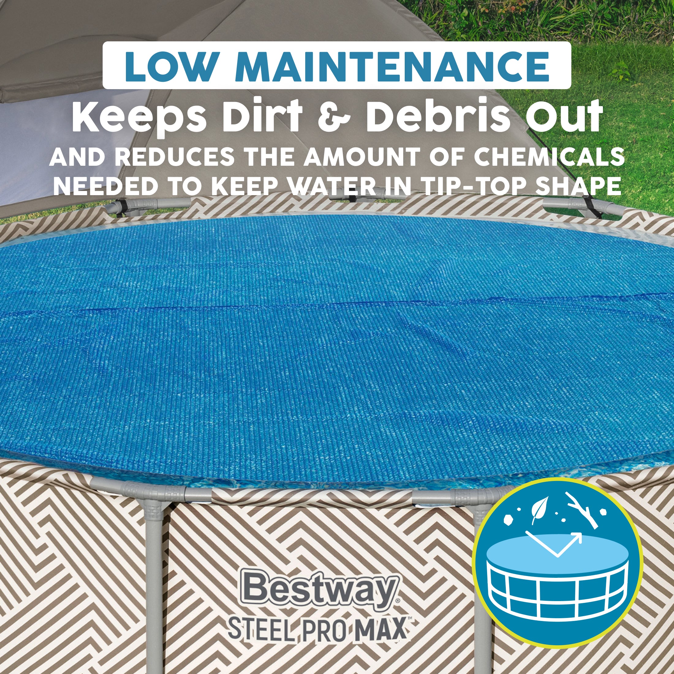 Bestway Flowclear 14 Feet Round Above Ground Pool Solar Pool Cover Only, Blue - VMInnovations