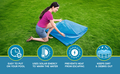 Bestway Flowclear 14 Feet Round Above Ground Pool Solar Pool Cover Only, Blue - VMInnovations