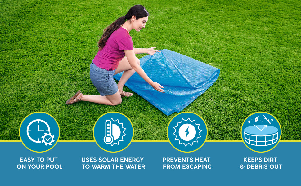 Bestway Flowclear 14 Feet Round Above Ground Pool Solar Pool Cover Only, Blue - VMInnovations