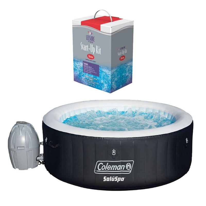 Coleman SaluSpa Inflatable Hot Tub + Leisure Time Chlorine Full Starter Spa Kit
