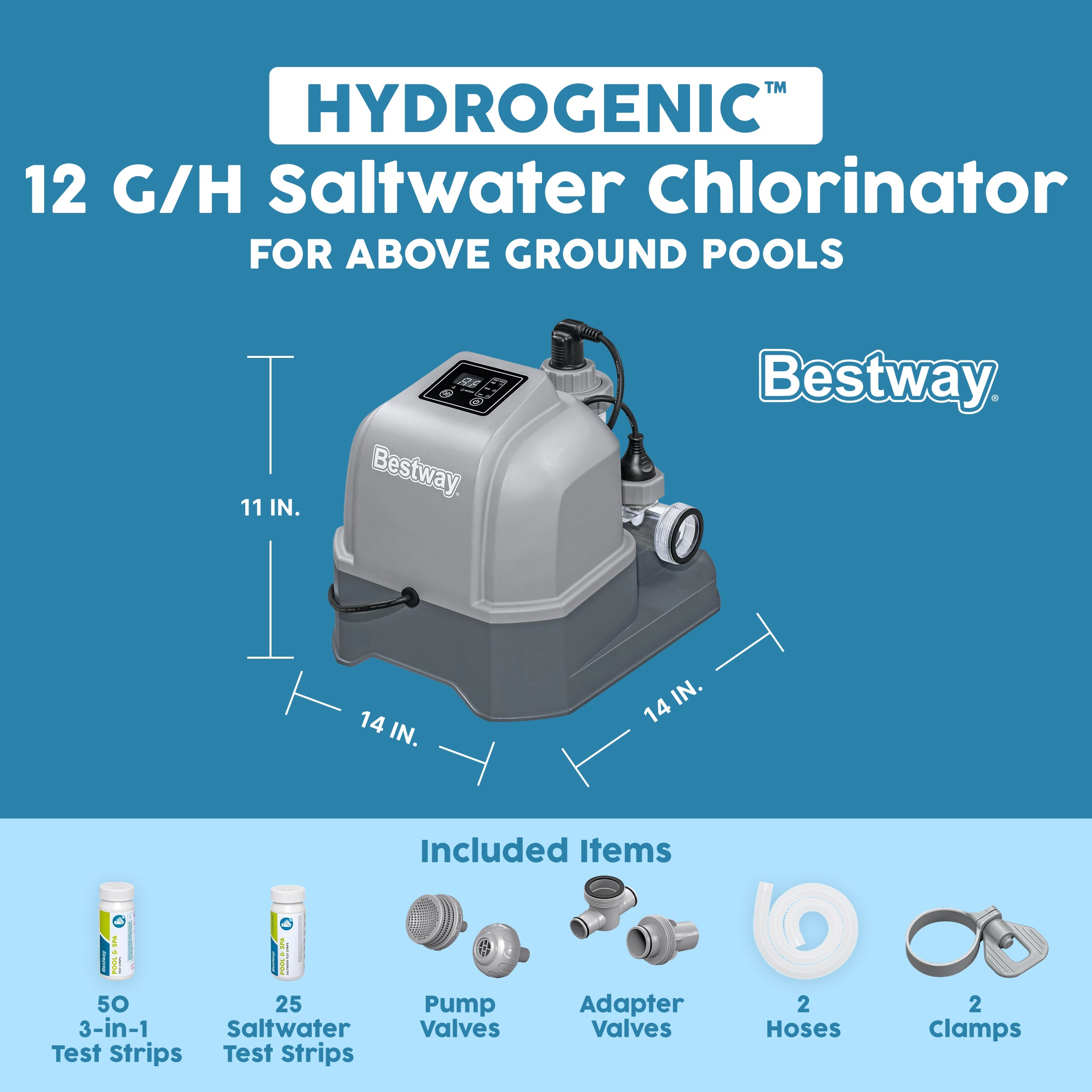 Bestway Hydrogenic 12 G/H Saltwater Chlorinator for Above Ground Swimming Pools - VMInnovations