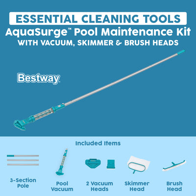 Bestway AquaSurge Swimming Pool Maintenance Accessory Kit with Vacuum & Skimmer - VMInnovations