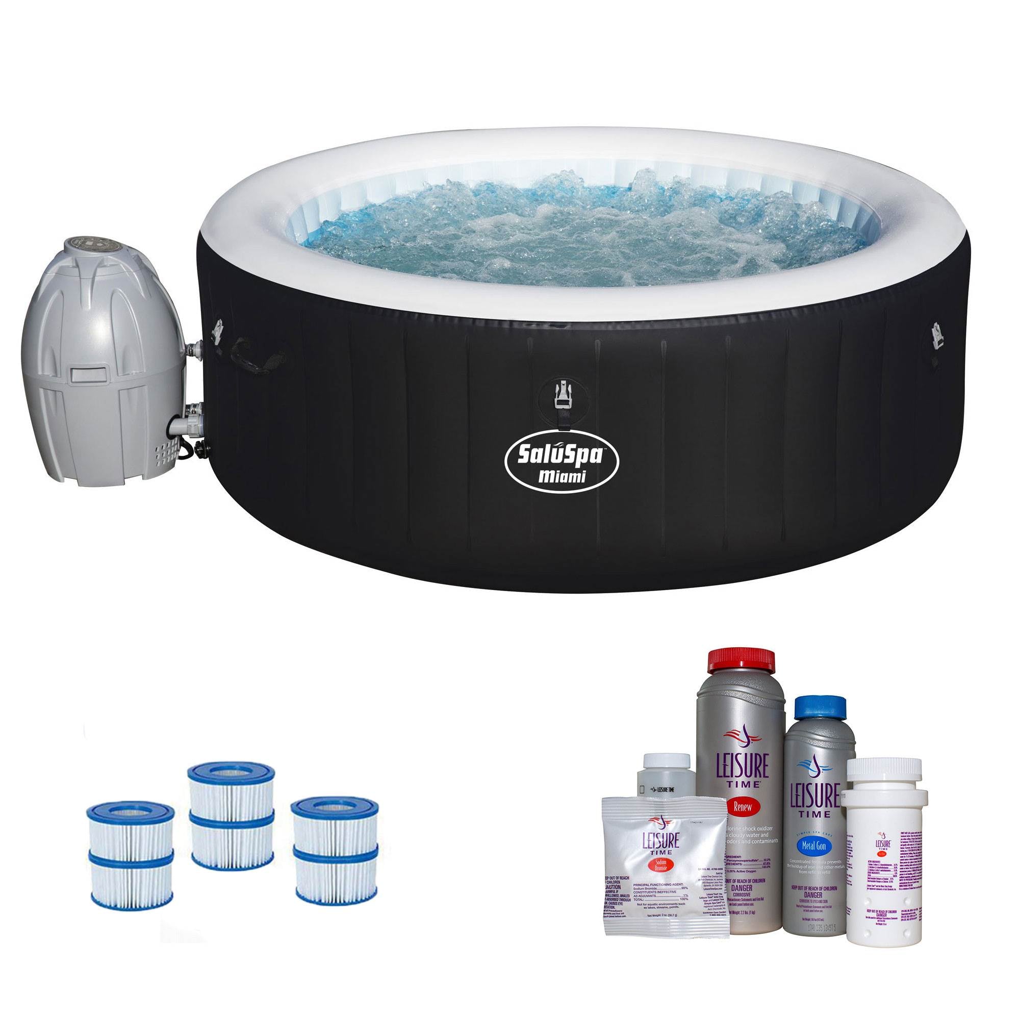 Bestway SaluSpa Inflatable Hot Tub with Spa Bromine Kit & Filter Cartridges