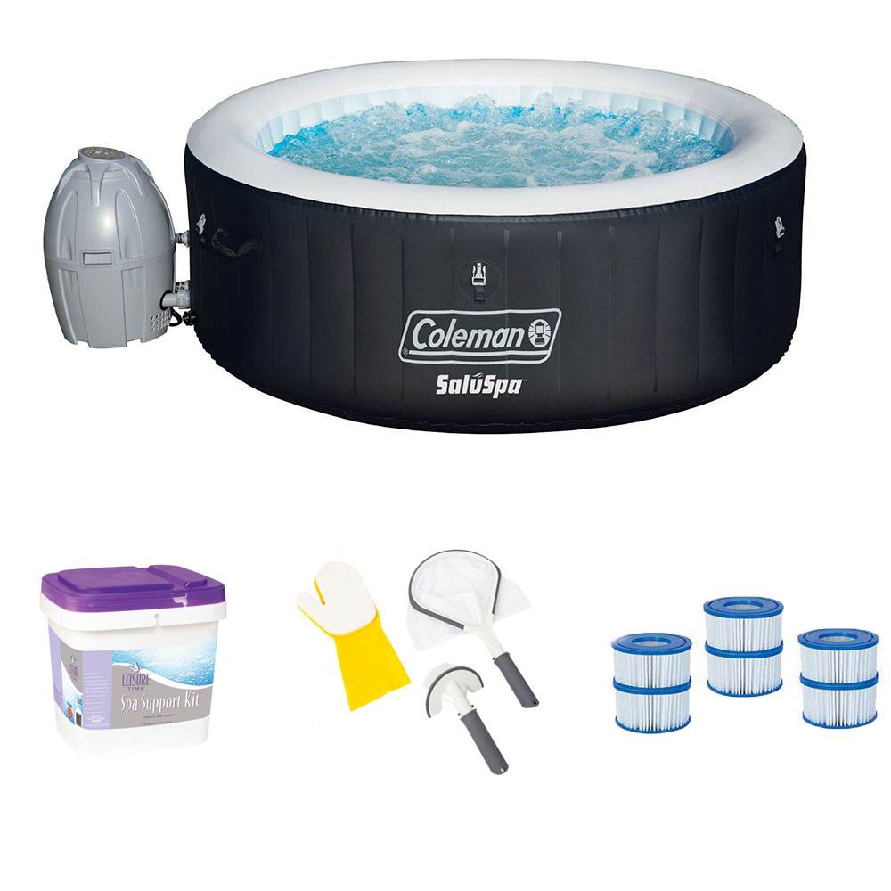 Coleman Spa Hot Tub + Filter Cartridge (3 Pack) + 3 Piece Cleaning Set + Spa Kit