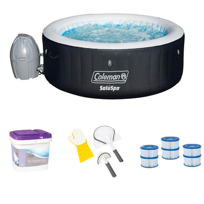 Coleman Spa Hot Tub + Filter Cartridge (3 Pack) + 3 Piece Cleaning Set + Spa Kit