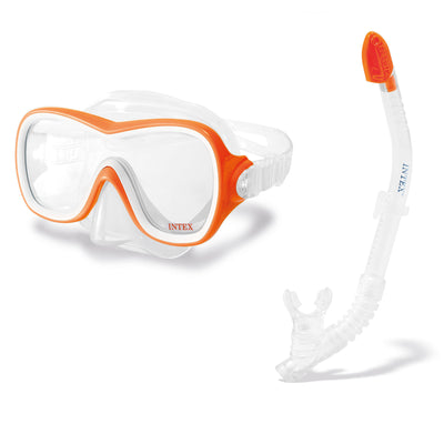 Intex Wave Rider Latex Free Mask & Easy Flow Snorkel Swim Set (Open Box)(2 Pack)