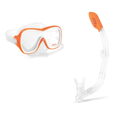 Intex Wave Rider Latex Free Mask & Easy Flow Snorkel Swim Set (Open Box)(2 Pack)
