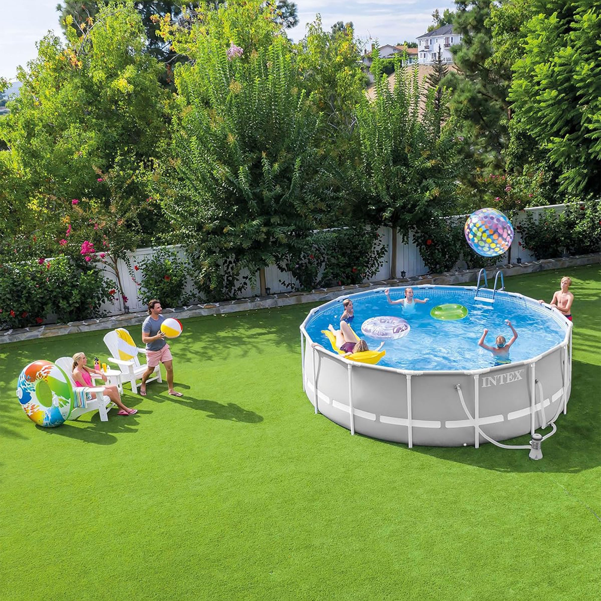 Intex 10ft x 30 Inch Prism Frame Steel Above Ground Outdoor Swimming Pool (Used) - VMInnovations