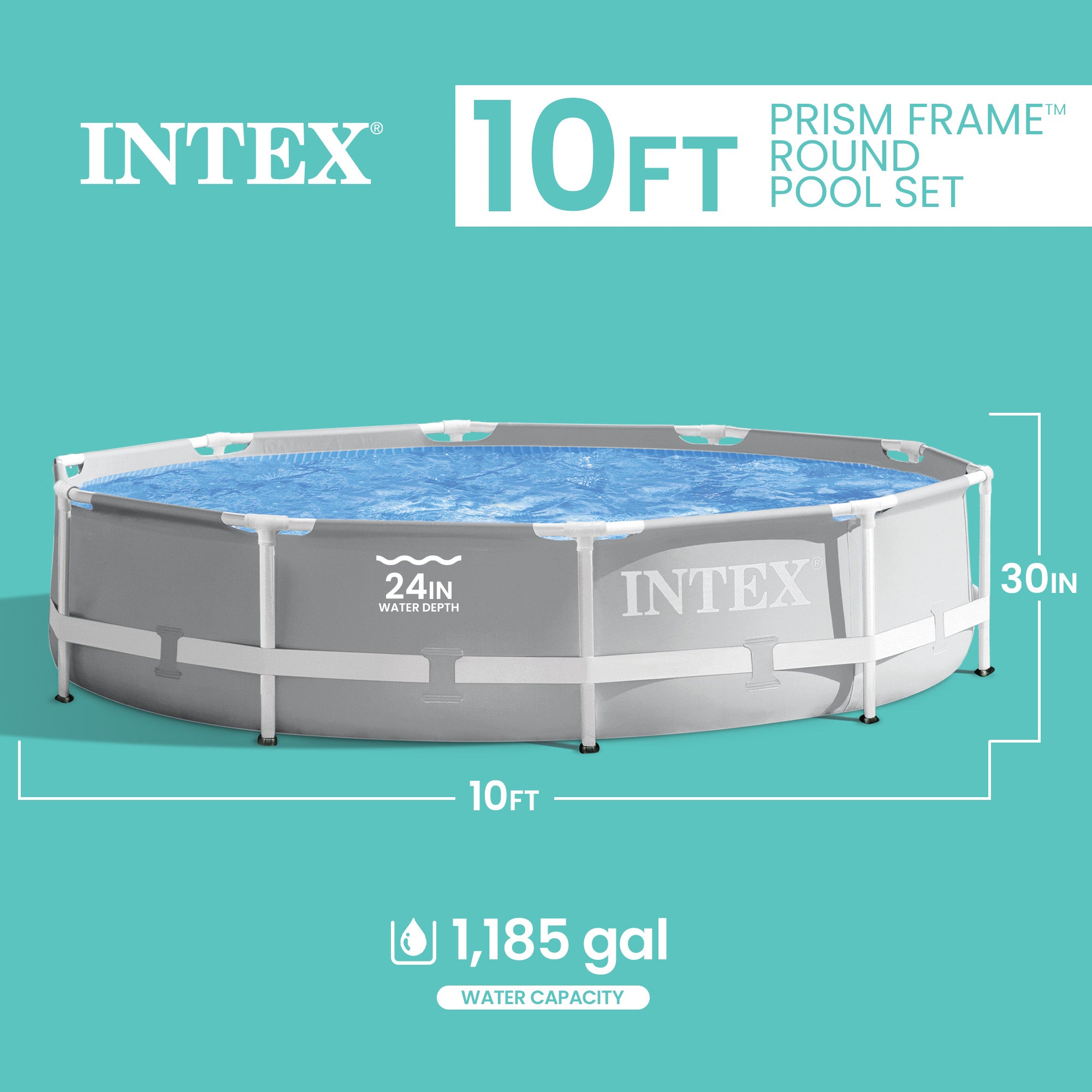 Intex 10ft x 30 Inch Prism Frame Steel Above Ground Outdoor Swimming Pool (Used) - VMInnovations