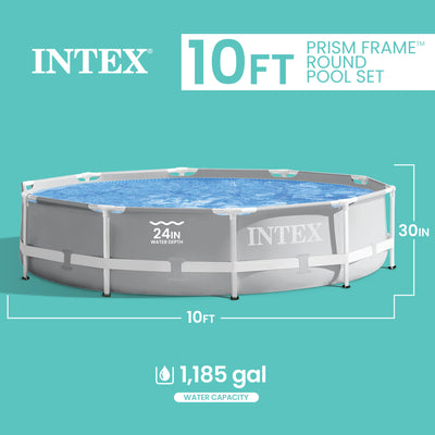 Intex 10ft x 30 Inch Prism Frame Steel Above Ground Outdoor Swimming Pool (Used) - VMInnovations