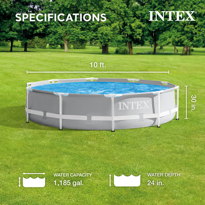 Intex 10ft x 30 Inch Prism Frame Steel Above Ground Outdoor Swimming Pool (Used) - VMInnovations