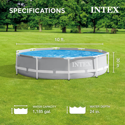 Intex 10'x30" Prism Metal Frame Round Outdoor Above Ground Swimming Pool,No Pump