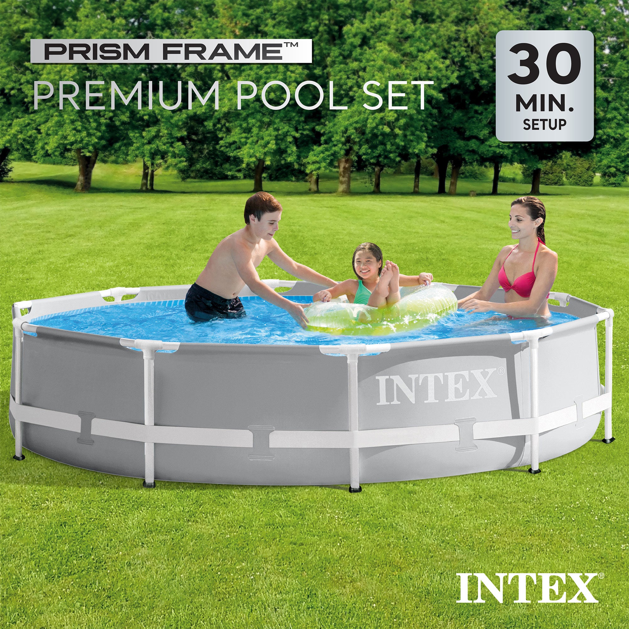 Intex 10ft x 30 Inch Prism Frame Steel Above Ground Outdoor Swimming Pool (Used) - VMInnovations