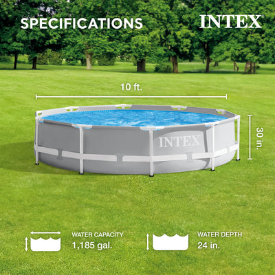 Intex 10ftx30in Prism Frame Steel Above Ground Outdoor Swimming Pool (For Parts)