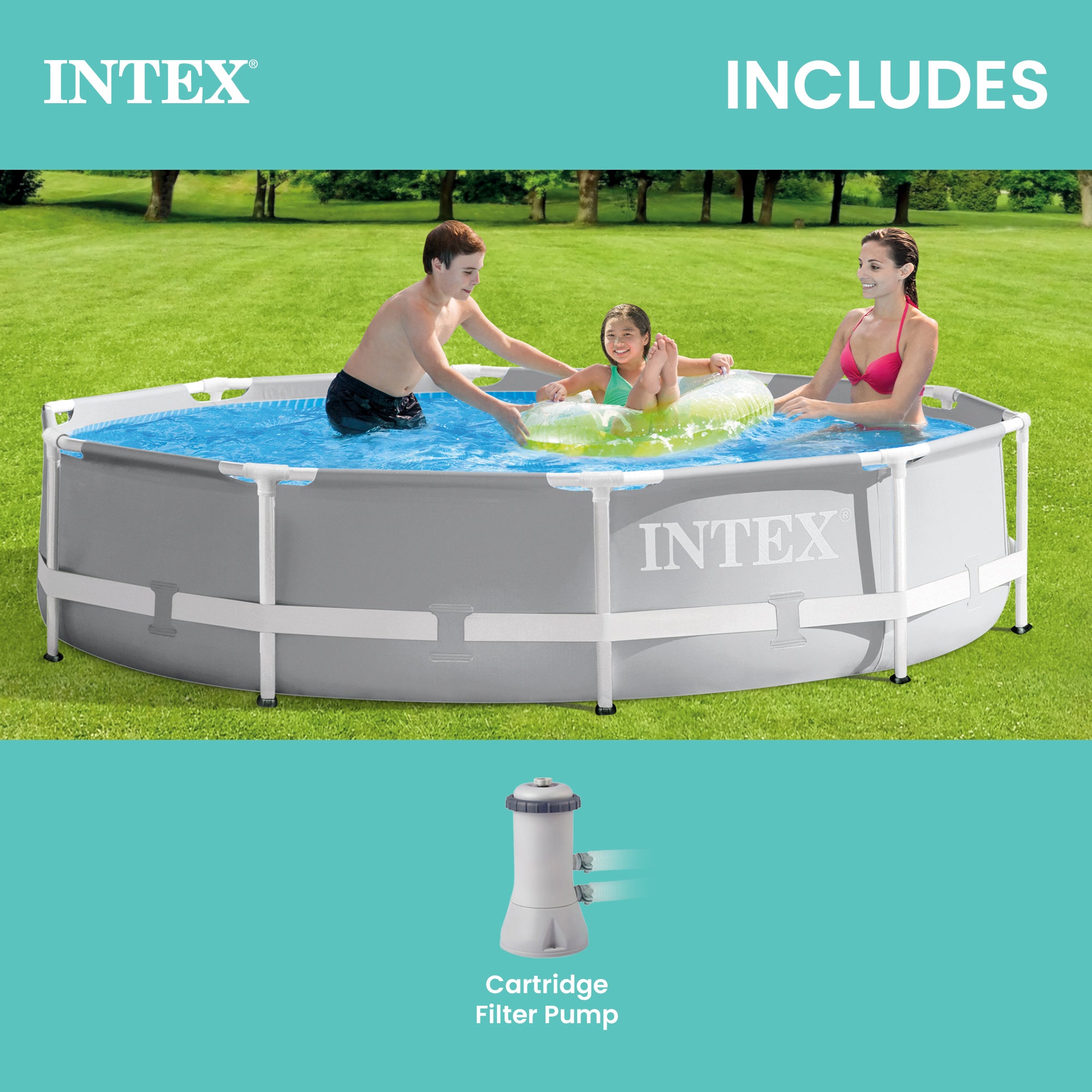 Intex 10' x 30" Above Ground Metal Frame Pool with 330 GPH Filter Pump(Open Box) - VMInnovations