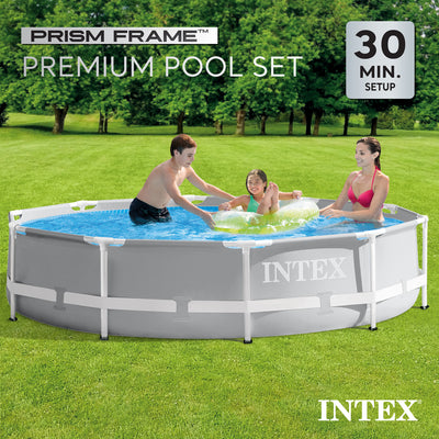 Intex 10ft x 10ft x 30in Pool w/ 10 Foot Round Pool Cover and Filter Cartridge - VMInnovations