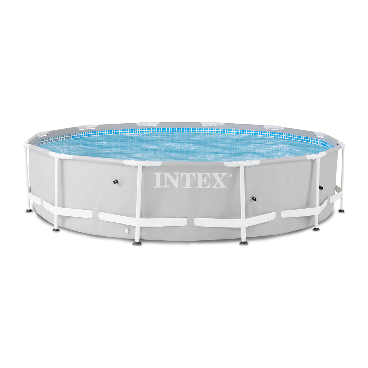 Intex 12 Ft x 30 In Steel Frame Pool w/ Intex Pool Ladder for 42-Inch Wall Pools