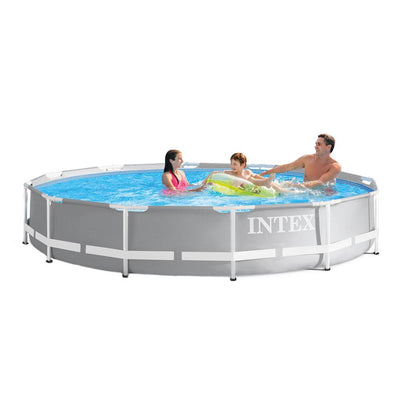 Intex 12ft x 30in Prism Frame Above Ground Round Swimming Pool & Robot Vacuum