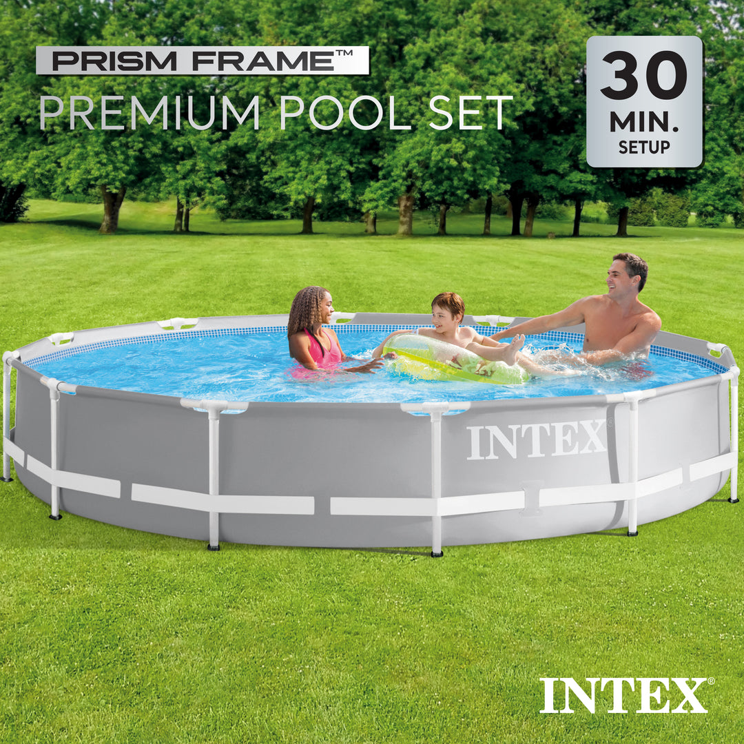 Intex 12'x 30" Prism Frame Round Above Ground Swimming Pool, (No Pump)(Open Box) - VMInnovations