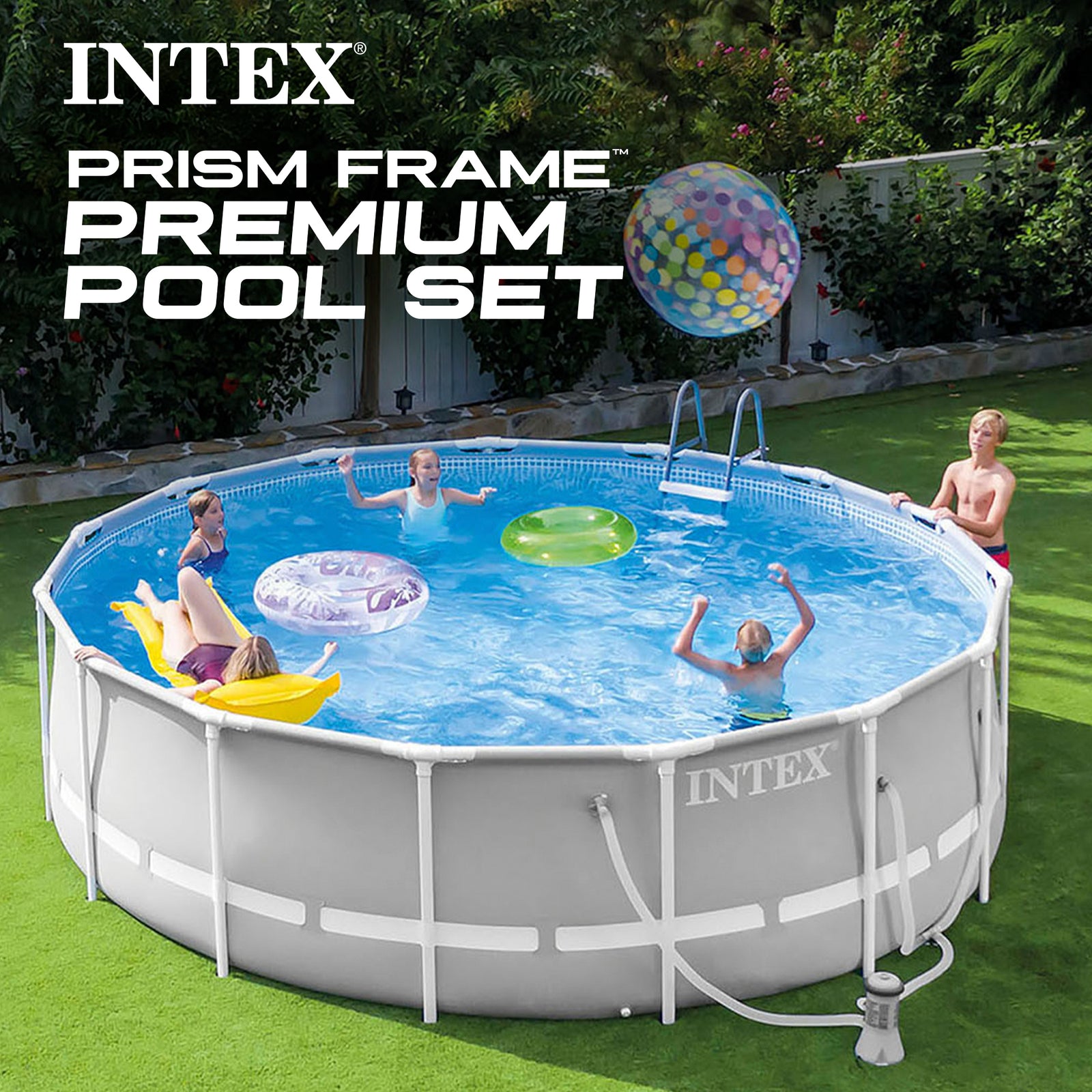 Intex 26711EH 12 foot x 30 inch Prism Frame Above Ground Swimming Pool with Pump - VMInnovations